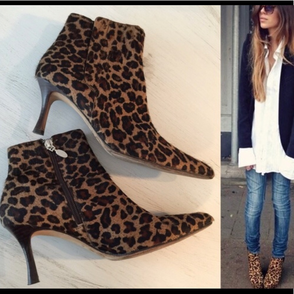 Calf Hair Leopard Booties